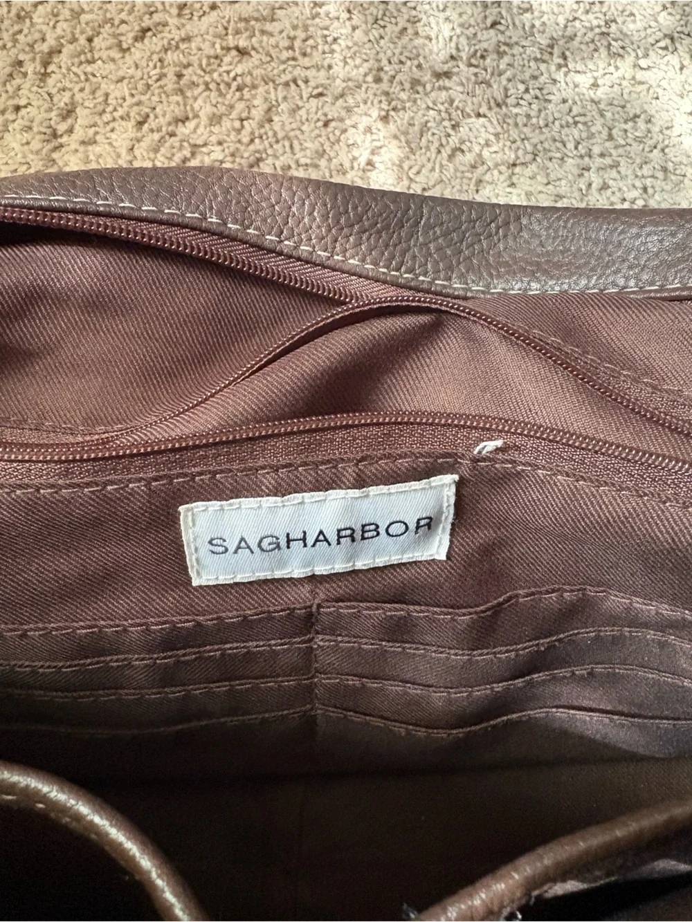 Sag Harbor Brown Double-Handle Shoulder Bag